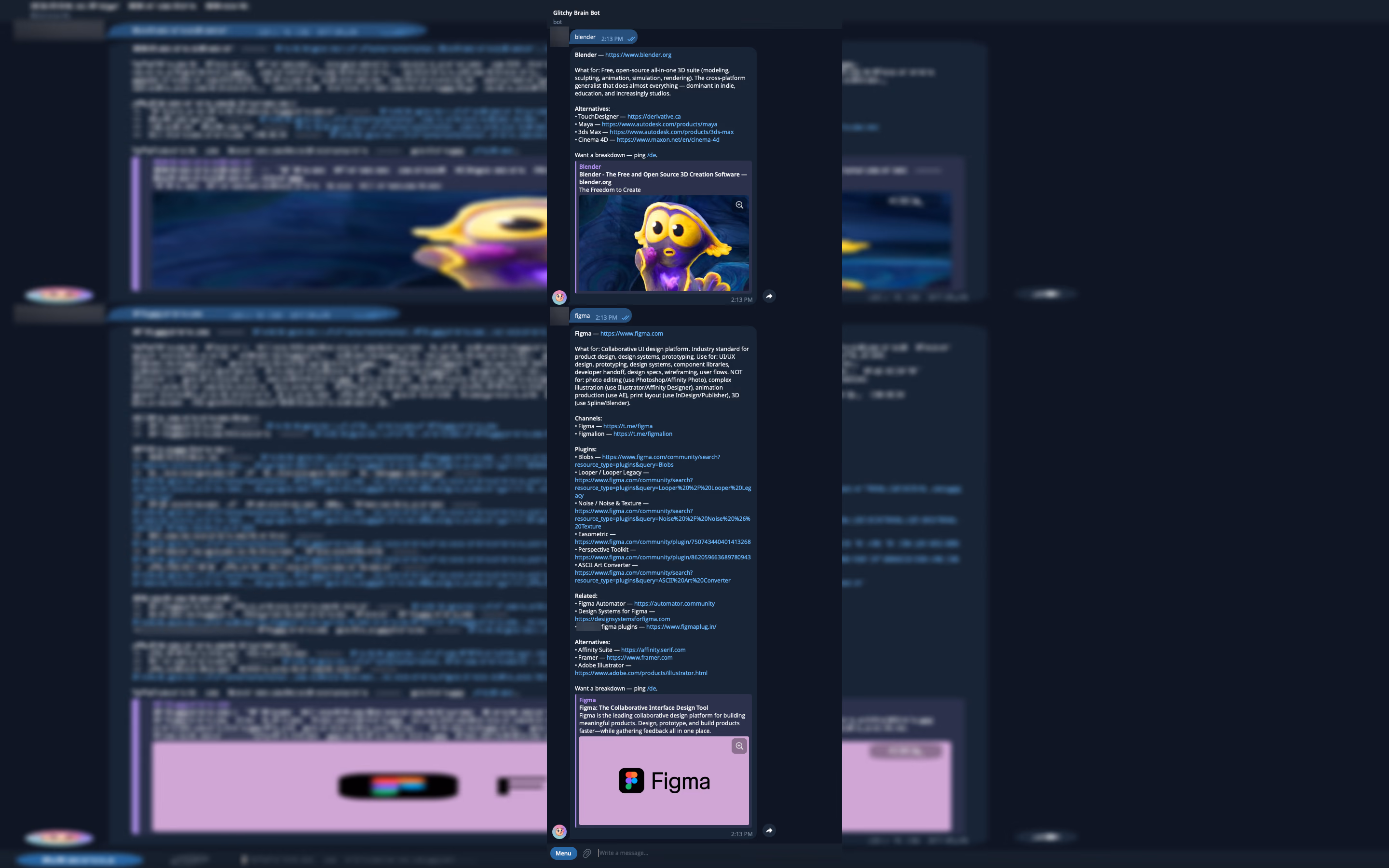 Glitchy Brain, the Telegram bot: a reference lookup