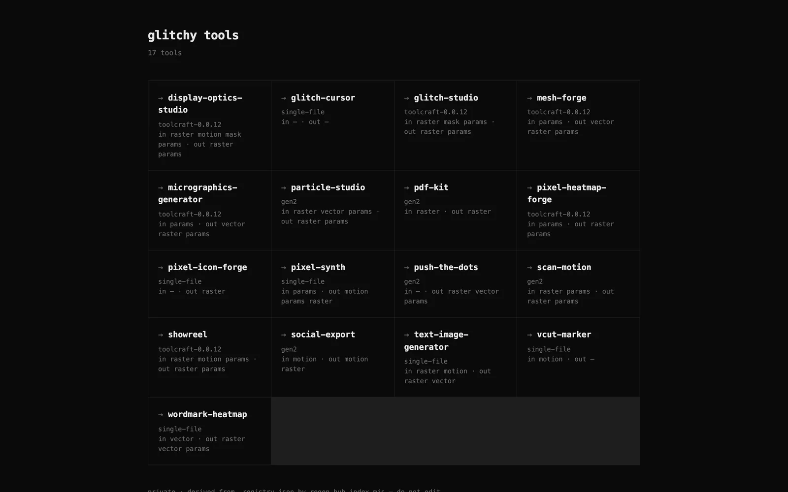 The glitchy.computer catalogue of tools
