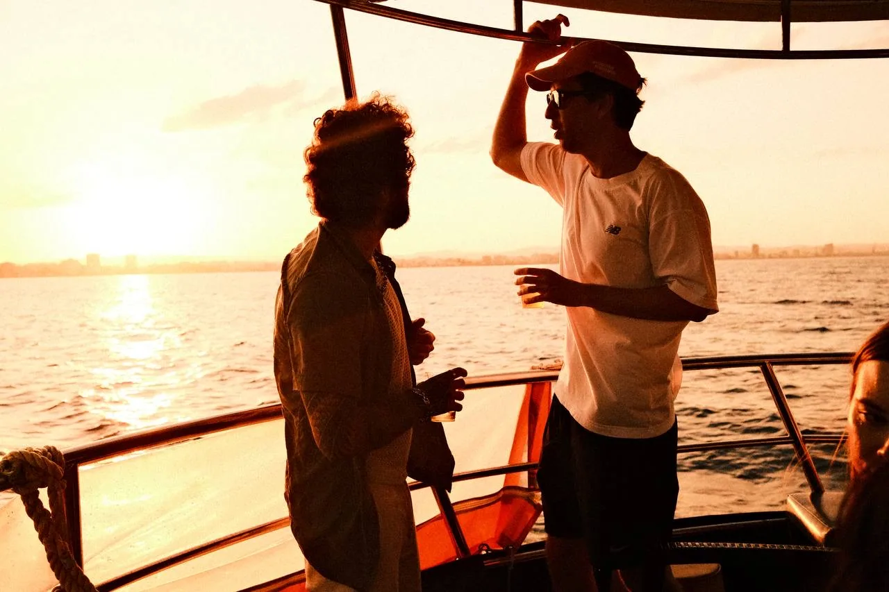 On the boat at sunset