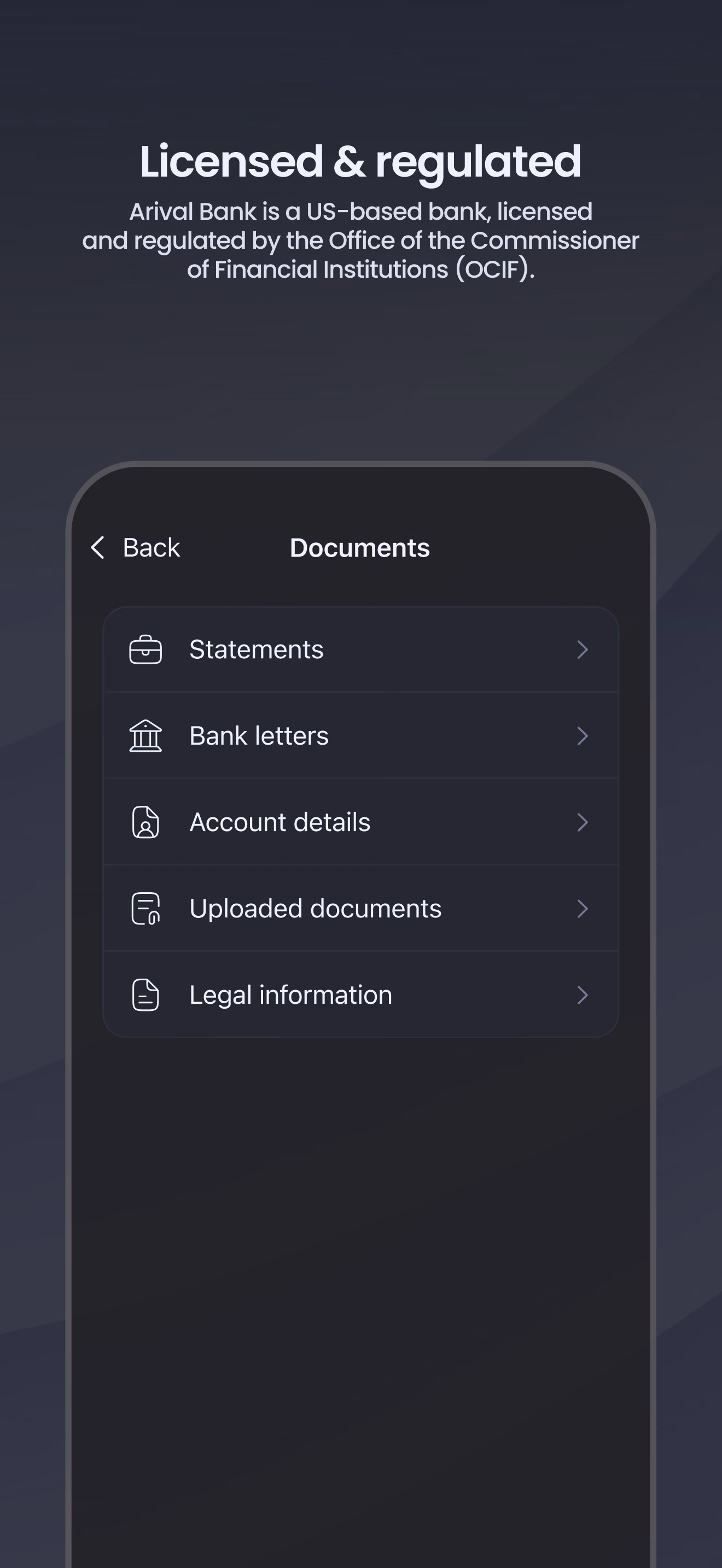 App Store screen: Licensed & regulated — the documents section